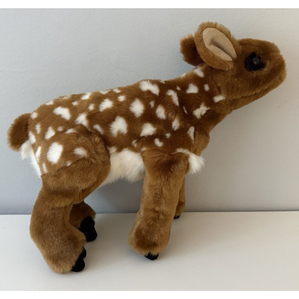 Folkmanis Fawn Hand Puppet Plush Stuffed Toy 14" Full Body Brown White Spots